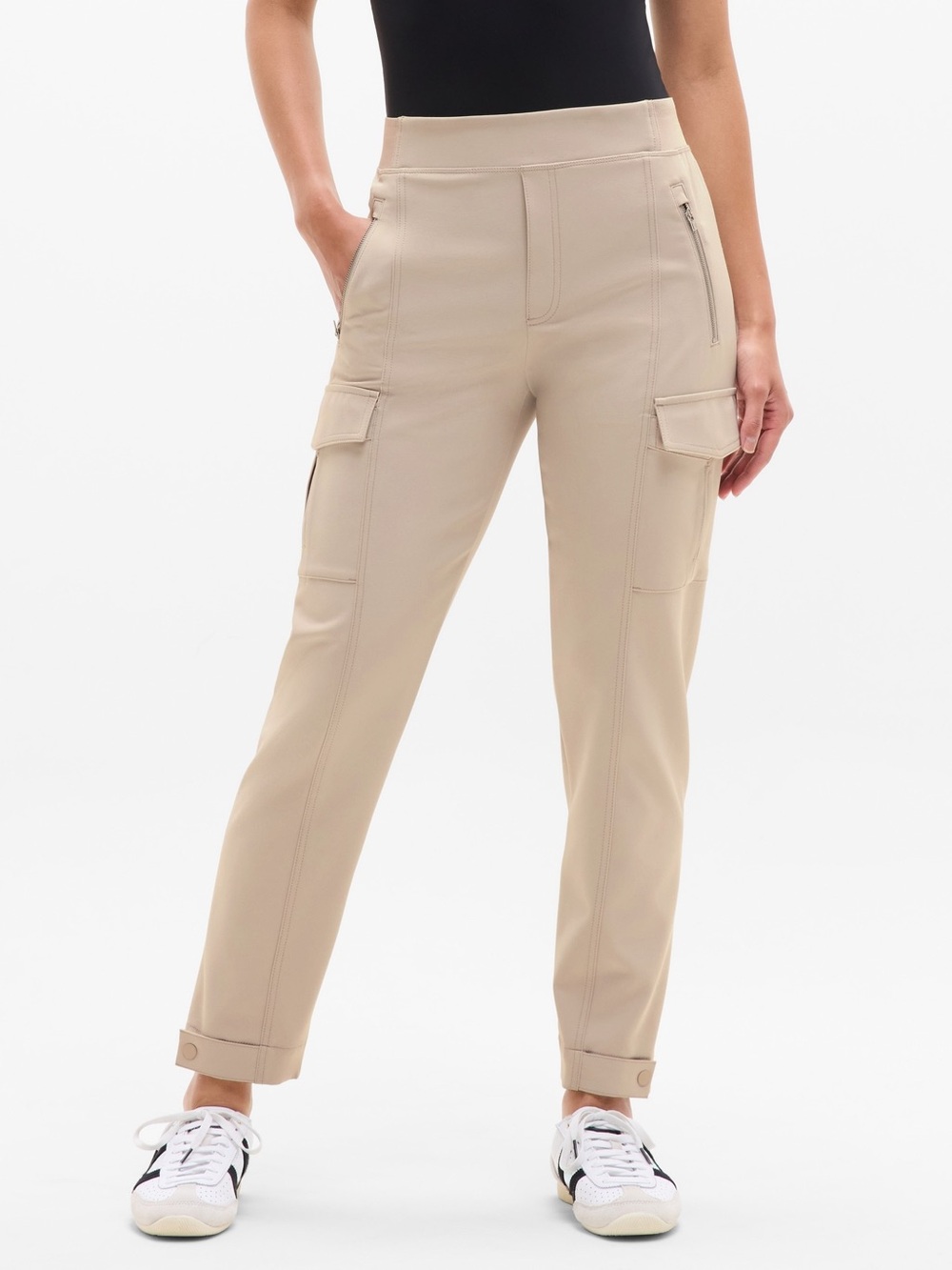Athleta Endless High Rise Ivory Cargo Ankle Pants - Women size 14